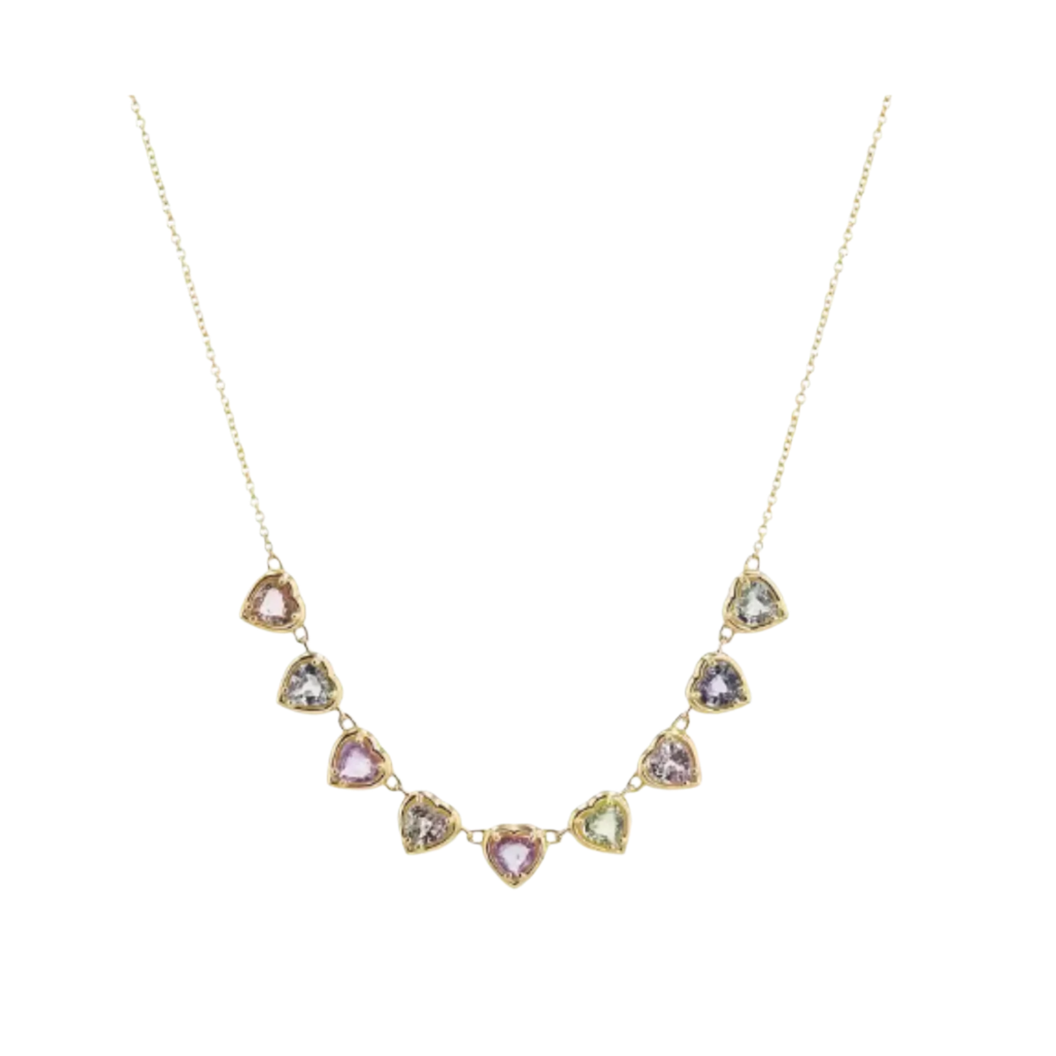 Hearts All Around Necklace - Beautiful Pastel Stones