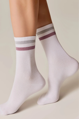 Conte Cotton Long Socks Active 157 - Lurex Stripes - By Baano