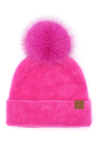 C.C Plush Terry Chenille Pom Beanie Winter Hat