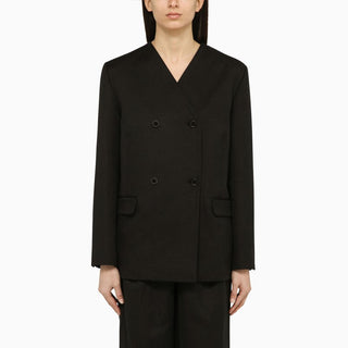 Black double-breasted jacket in cotton and linen - By Baano