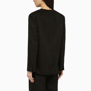 Black double-breasted jacket in cotton and linen - By Baano