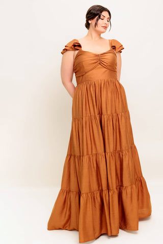 SUMMER MILK RUST WOVEN MAXI DRESS - By Baano