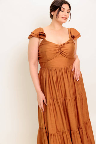 SUMMER MILK RUST WOVEN MAXI DRESS - By Baano