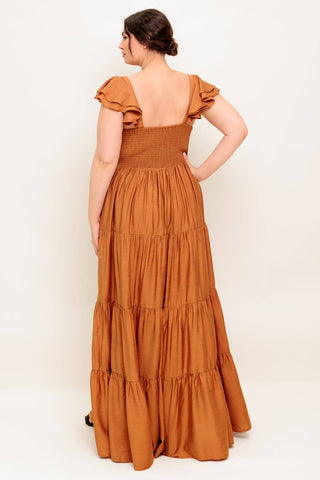 SUMMER MILK RUST WOVEN MAXI DRESS - By Baano