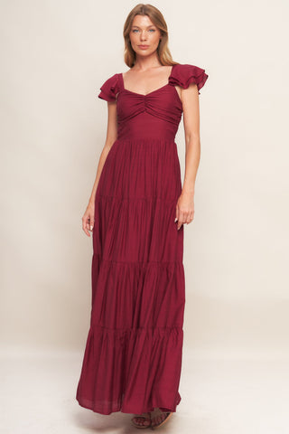 SUMMER MILK DEEP RED WOVEN MAXI DRESS - By Baano