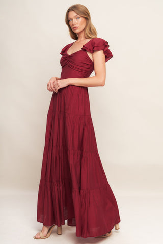 SUMMER MILK DEEP RED WOVEN MAXI DRESS - By Baano