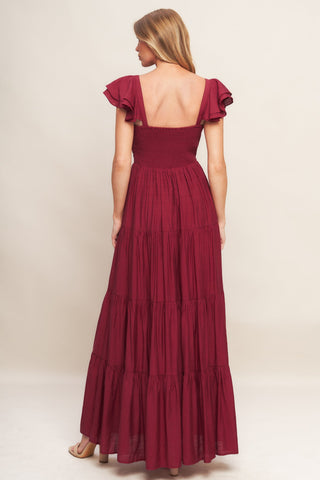 SUMMER MILK DEEP RED WOVEN MAXI DRESS - By Baano