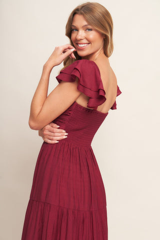 SUMMER MILK DEEP RED WOVEN MAXI DRESS - By Baano