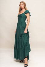 SUMMER MILK FOREST GREEN WOVEN MAXI DRESS