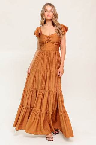 SUMMER MILK RUST WOVEN MAXI DRESS - By Baano