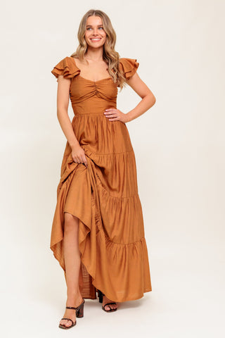 SUMMER MILK RUST WOVEN MAXI DRESS - By Baano