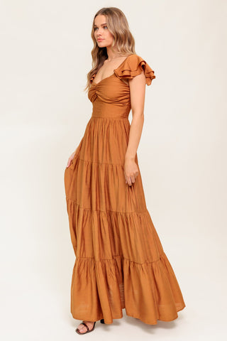 SUMMER MILK RUST WOVEN MAXI DRESS - By Baano