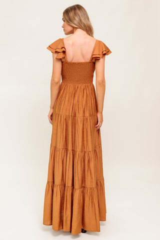 SUMMER MILK RUST WOVEN MAXI DRESS - By Baano