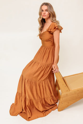 SUMMER MILK RUST WOVEN MAXI DRESS - By Baano