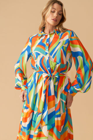 GLAM ATTITUDE WOVEN MIDI SHIRT DRESS - By Baano