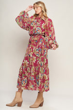 FLORALLY CHIC WOVEN MIDI DRESS Flying Tomato