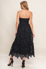 CAREFREE NIGHTS BLACK LACE MIDI DRESS - By Baano