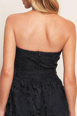 CAREFREE NIGHTS BLACK LACE MIDI DRESS - By Baano
