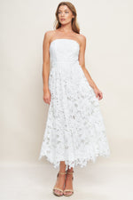 CAREFREE NIGHTS LACE OFF WHITE MIDI DRESS - By Baano
