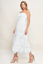 CAREFREE NIGHTS LACE OFF WHITE MIDI DRESS - By Baano