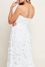 CAREFREE NIGHTS LACE OFF WHITE MIDI DRESS - By Baano