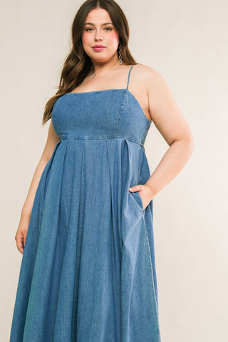 CAPTIVATING HEART DENIM MIDI DRESS - By Baano