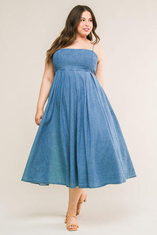 CAPTIVATING HEART DENIM MIDI DRESS - By Baano