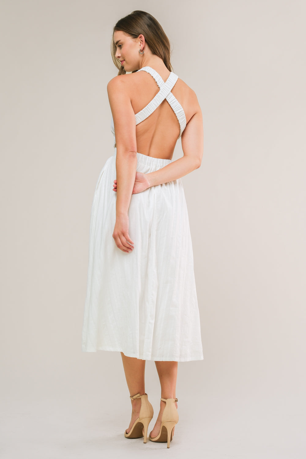 ADMIRED FROM AFAR WOVEN MIDI DRESS - By Baano