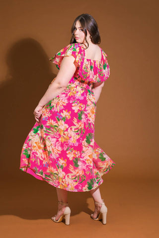HAPPIEST HERE WOVEN MIDI DRESS - By Baano