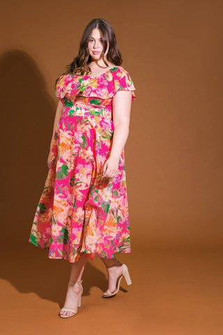 HAPPIEST HERE WOVEN MIDI DRESS - By Baano