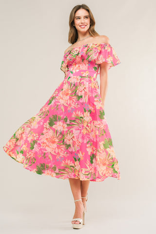 HAPPIEST HERE WOVEN MIDI DRESS - By Baano