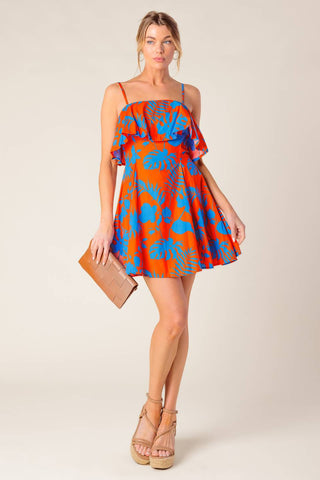 STOPPING TIME ORANGE WOVEN MINI DRESS - By Baano