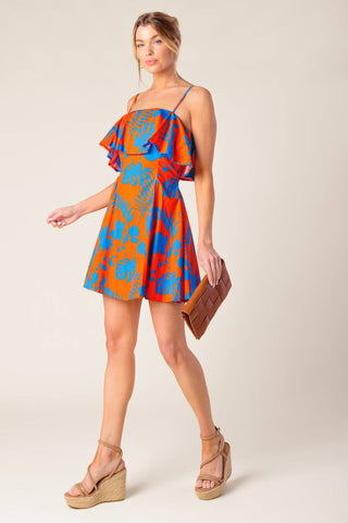 STOPPING TIME ORANGE WOVEN MINI DRESS - By Baano