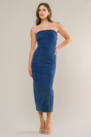 ENDLESS SUNSETS DENIM MIDI DRESS - By Baano
