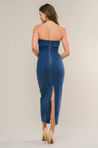 ENDLESS SUNSETS DENIM MIDI DRESS - By Baano
