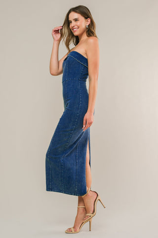 ENDLESS SUNSETS DENIM MIDI DRESS - By Baano