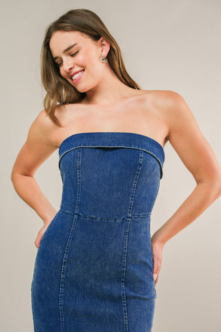 ENDLESS SUNSETS DENIM MIDI DRESS - By Baano
