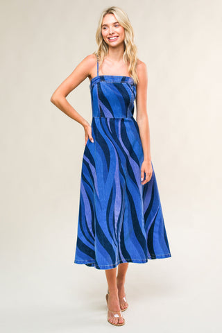 PATRIOTIC PRINCESS DENIM MIDI DRESS - By Baano