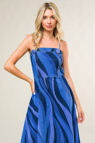 PATRIOTIC PRINCESS DENIM MIDI DRESS - By Baano