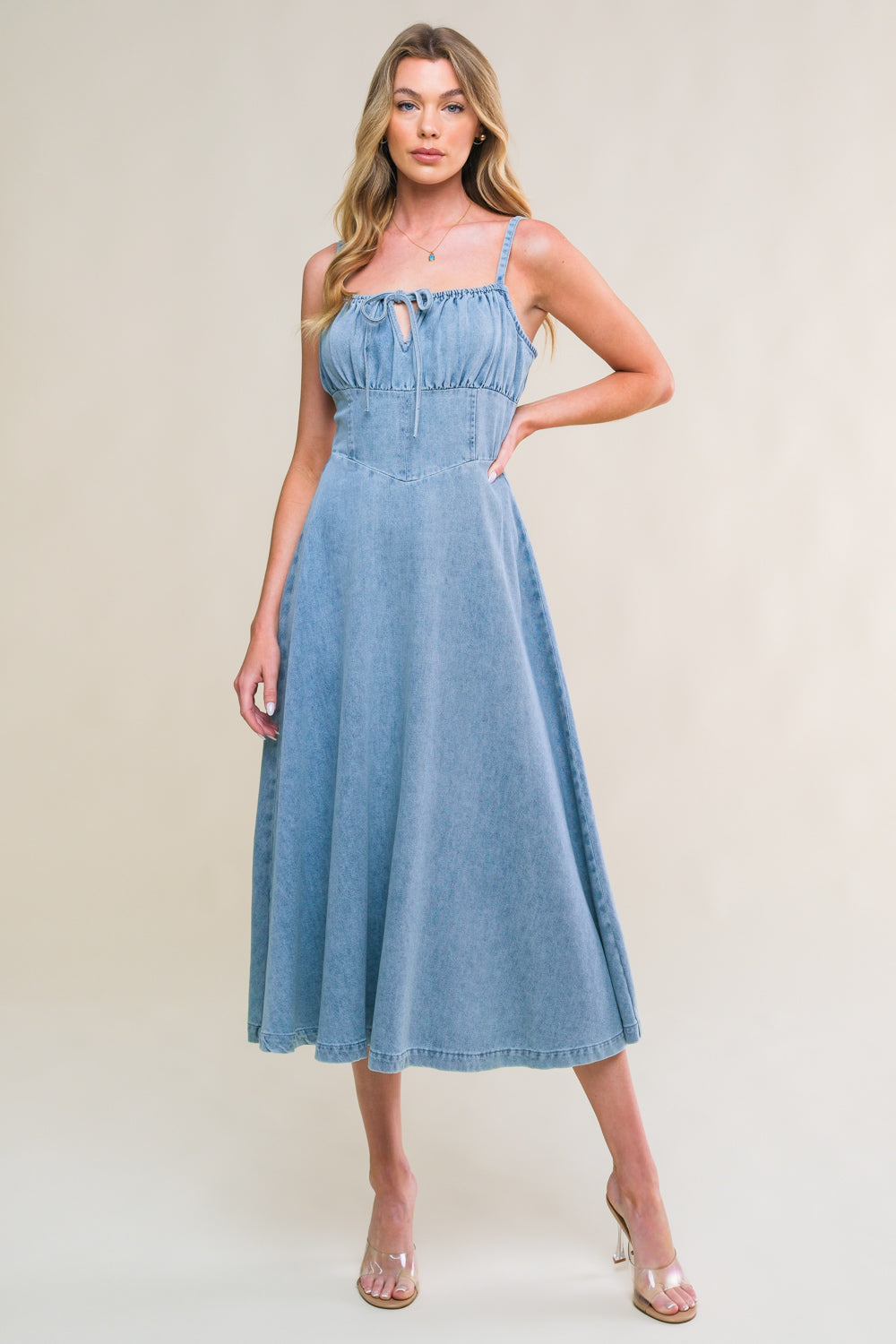 GORGEOUS ADORNMENT DENIM MINI DRESS - By Baano