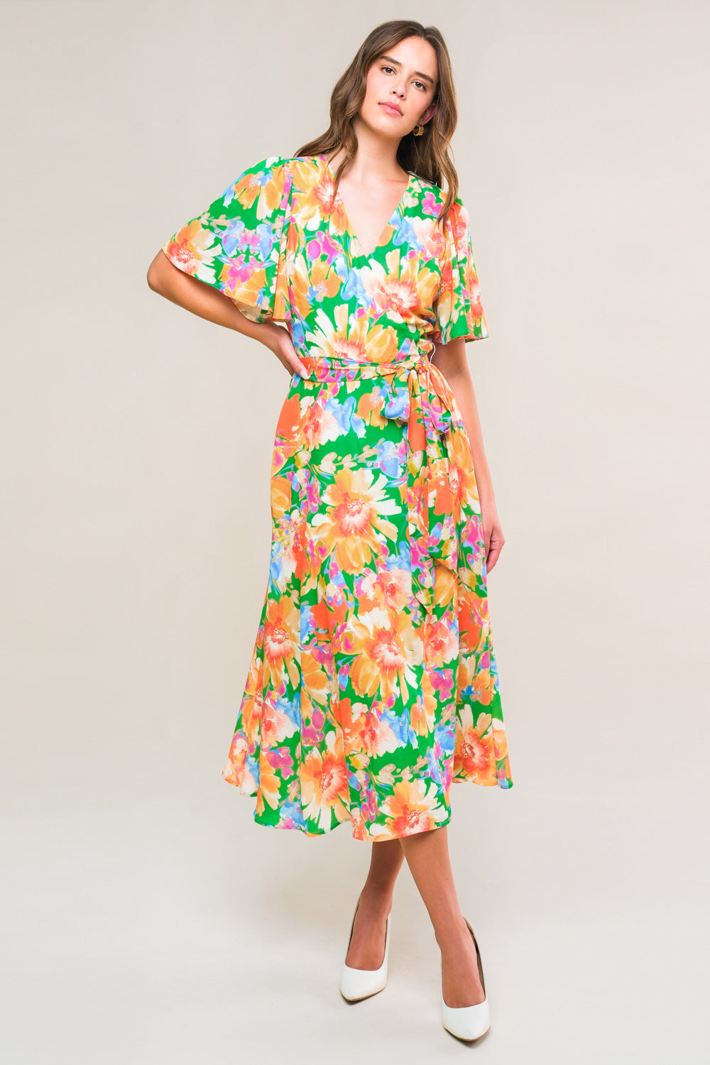 EFFERVESCENT LOVE TRUE WRAP MIDI DRESS - By Baano