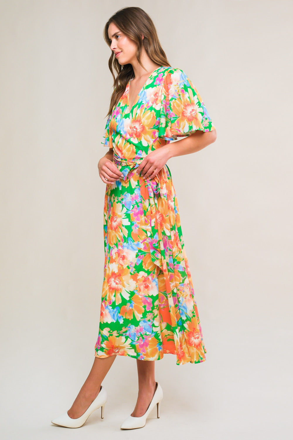 EFFERVESCENT LOVE TRUE WRAP MIDI DRESS - By Baano