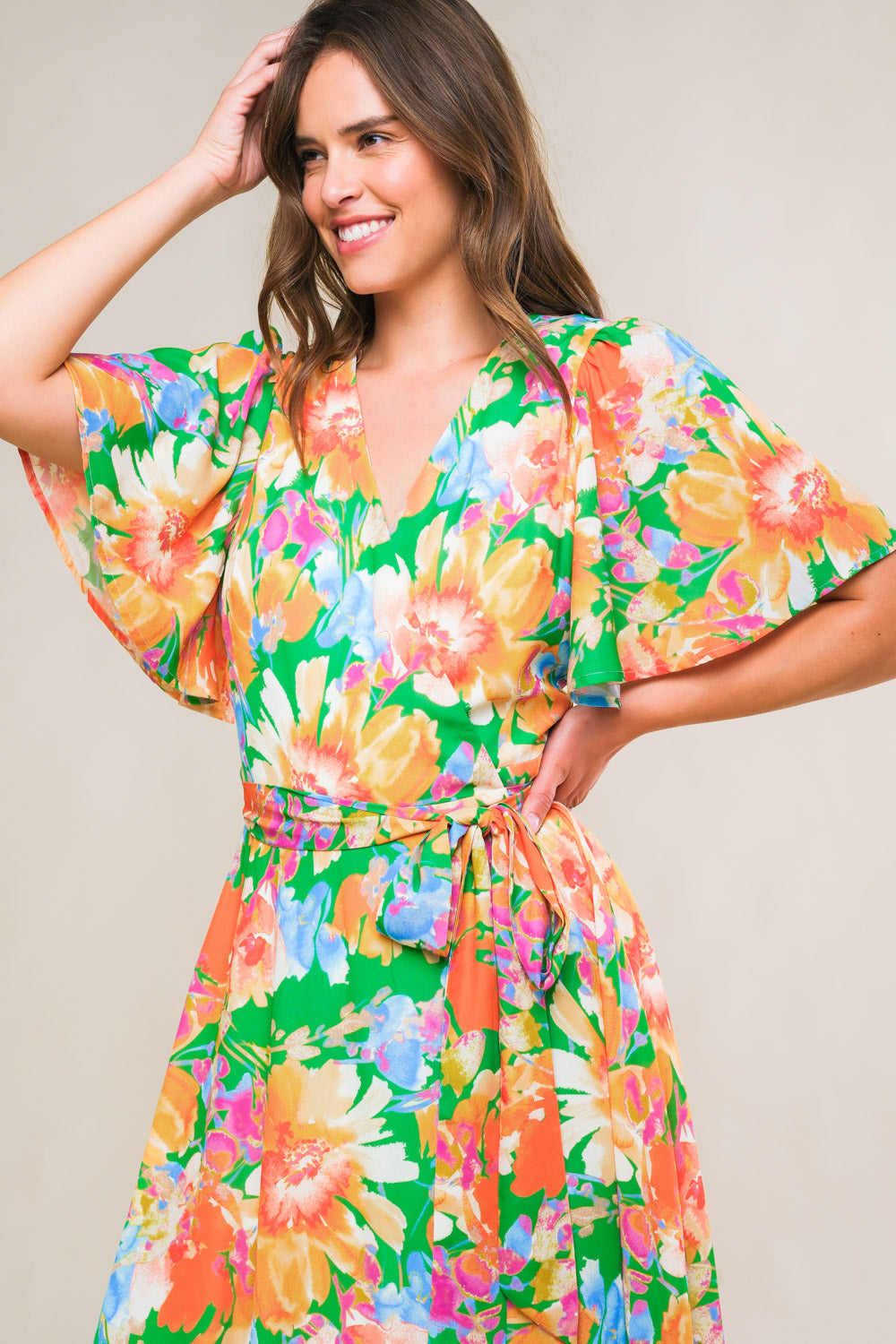 EFFERVESCENT LOVE TRUE WRAP MIDI DRESS - By Baano