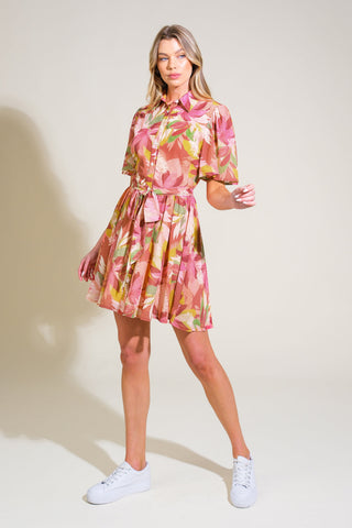 WHIMSICAL WAVES WOVEN MINI DRESS - By Baano