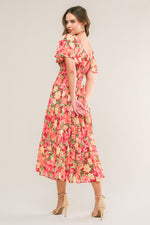 LOVE IS BLOOMING WOVEN MIDI DRESS - By Baano