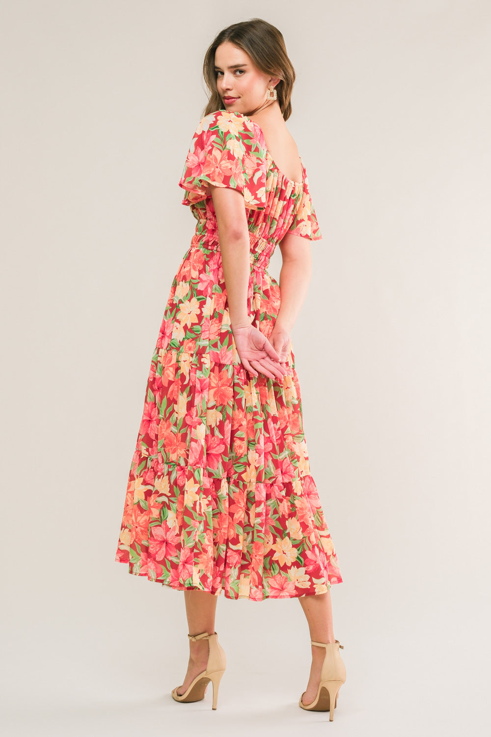 LOVE IS BLOOMING WOVEN MIDI DRESS - By Baano