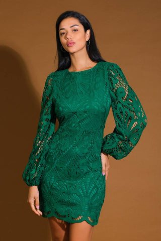WHISPERED COMFORT WOVEN LACE MINI DRESS - By Baano