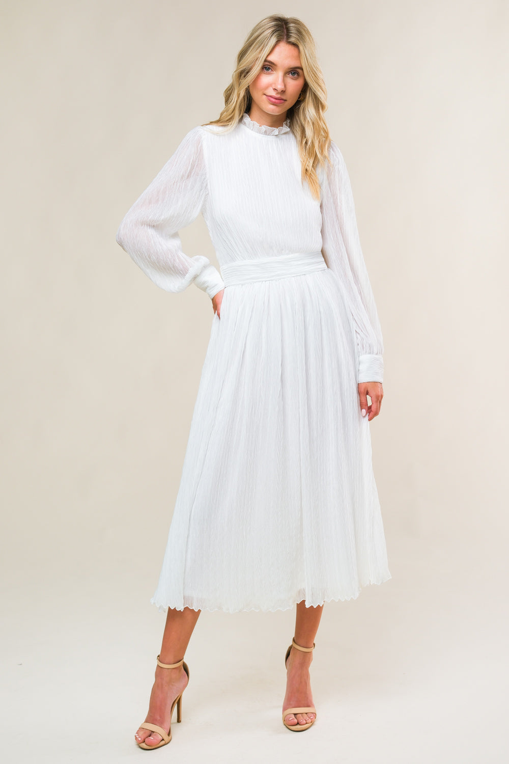 FOREVER WAITING WOVEN MIDI DRESS - By Baano