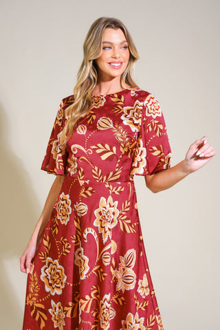 TOTAL FRILL WOVEN MIDI DRESS - By Baano