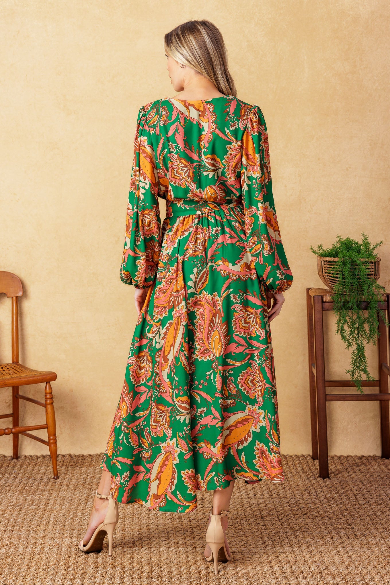 SUNNYSIDE FLORALS WOVEN MIDI DRESS - By Baano